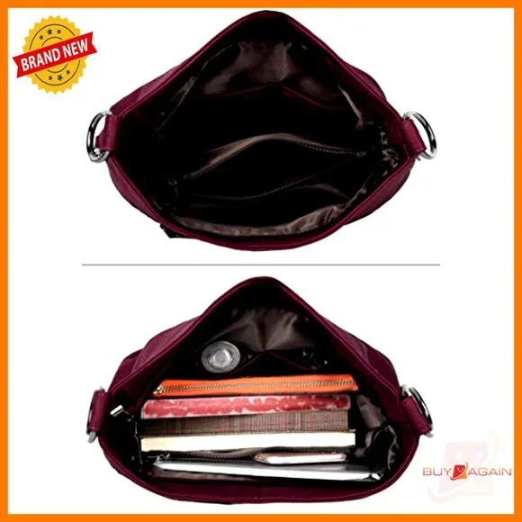 Genuine Leather Hobo Shoulder Bag with Crossbody Strap, Travel Purse
